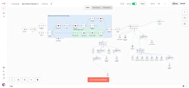 Proyecto: Asistente de WhatsApp para una clínica: agenda, reagenda y resuelve dudas (Flujo en n8n con agentes de IA · Clínica)