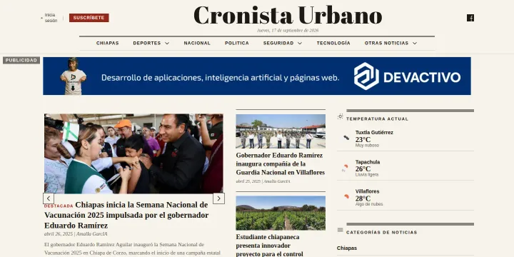 Proyecto: Portal de noticias de Chiapas (Portal de noticias · Cronista Urbano)