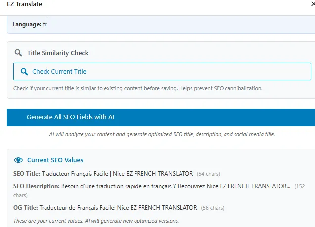 Pantalla 2 de Traducir una página web en WordPress gratis: plugin multiidioma EZ Translate