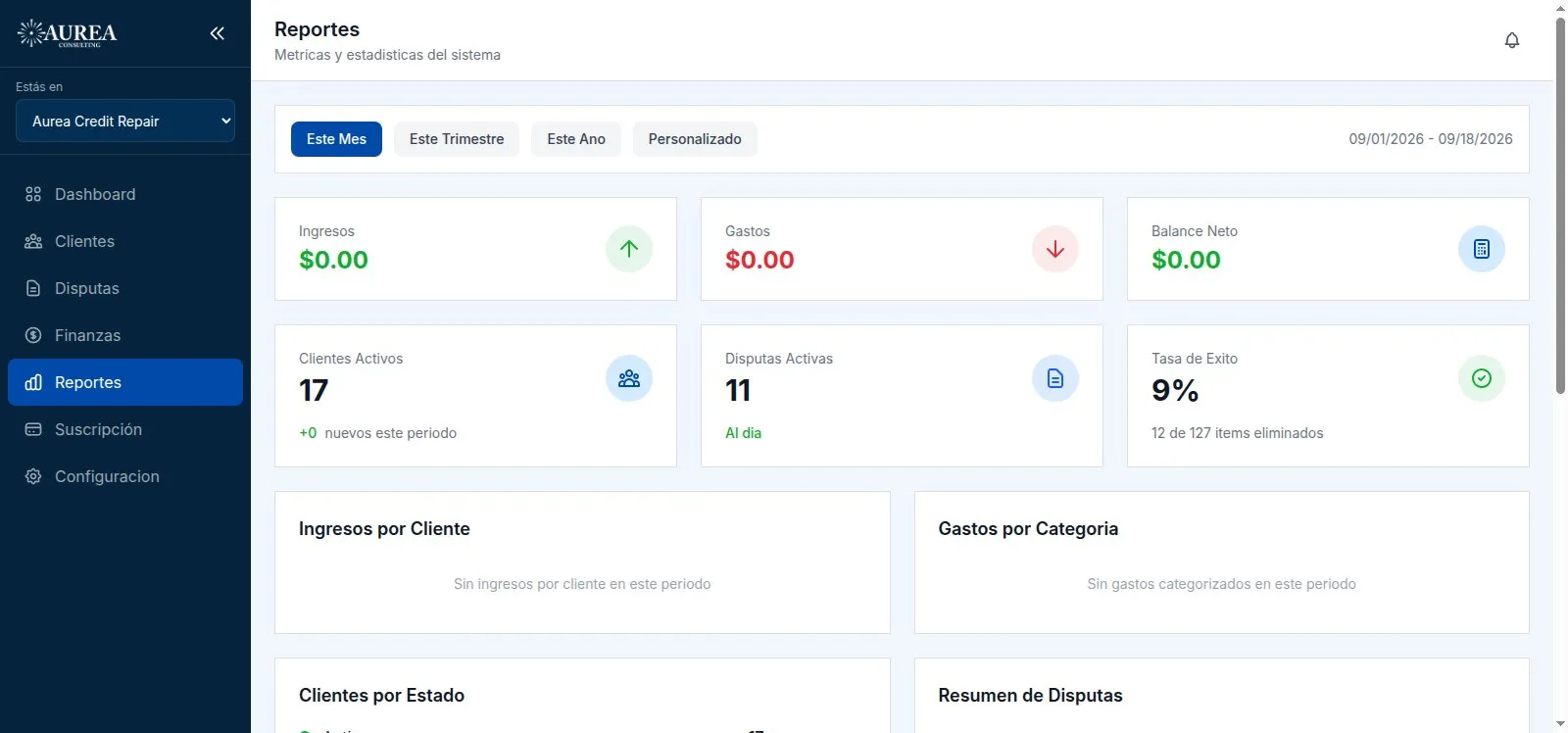Pantalla 2 de Software a la medida con sistema de cobranza para una empresa de reparación de crédito