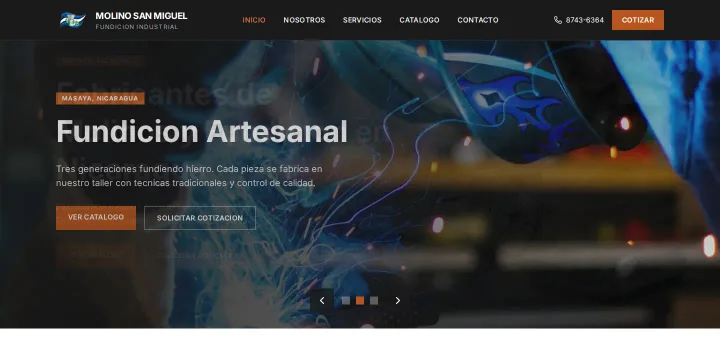 Proyecto: Sitio corporativo con catálogo industrial (Sitio corporativo · Molino y Fundición San Miguel)